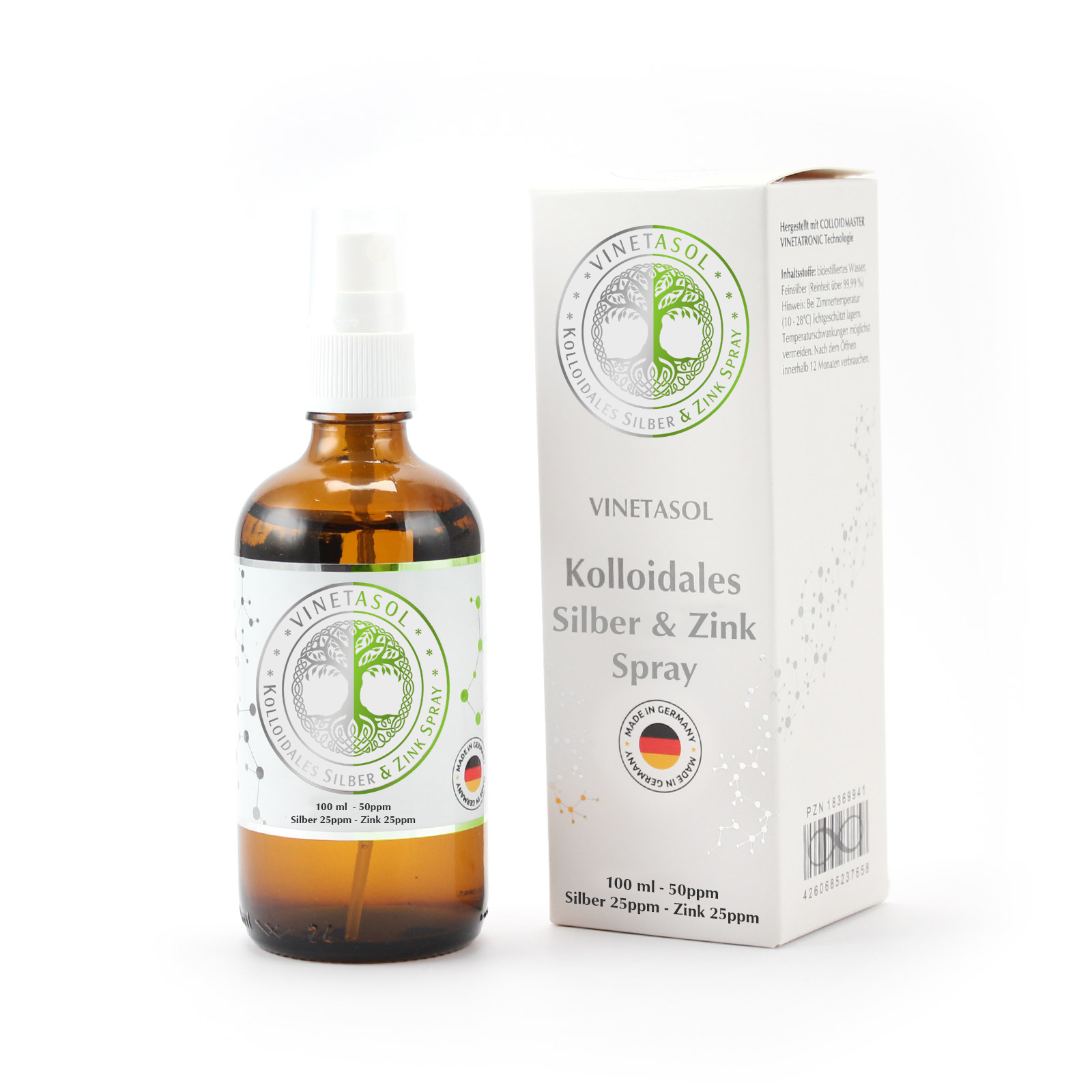 VINETASOL - Kolloidales Silber+Zink 50 ppm / 100 ml Spray