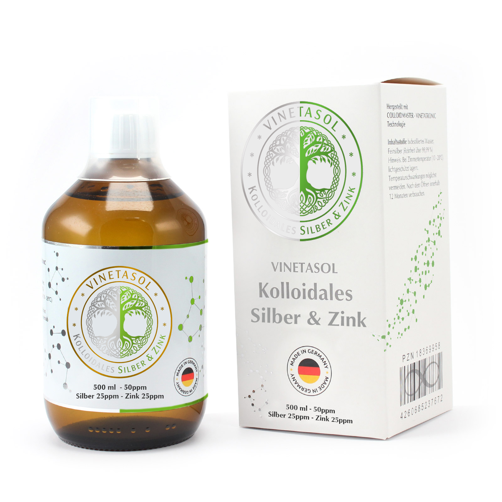 VINETASOL - Kolloidales Silber+Zink 50 ppm / 500 ml